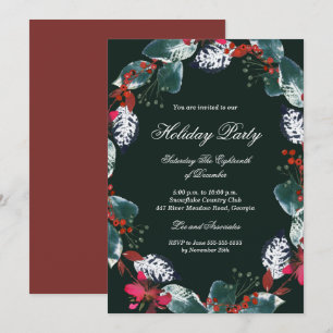 Festive Wreath Christmas Party Invitation 