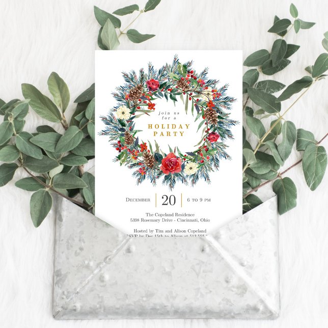 Festive Wreath Fête Invitation (Créateur téléchargé)