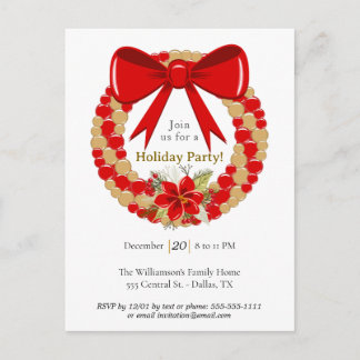 Festive Wreath Holiday Postcard