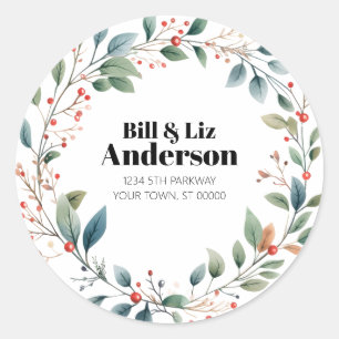 Festive Wreath Leaves Berries Sticker