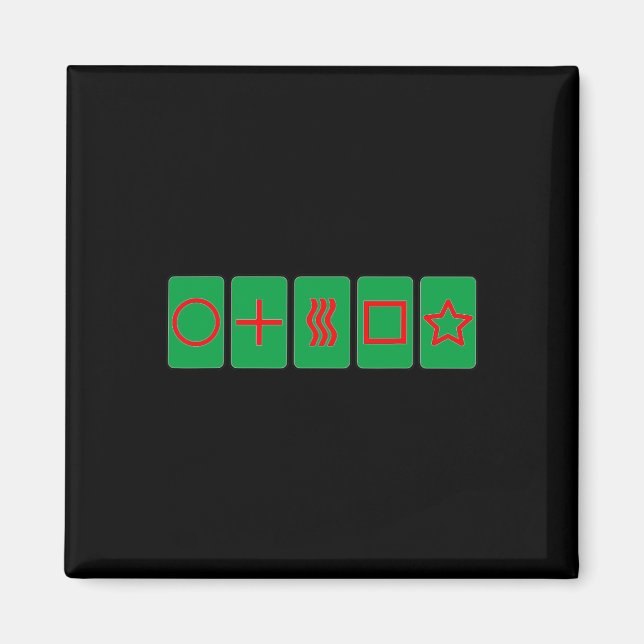 Festive Xmas Coloured Zener Cards Esp Deck  Magnet (Front)