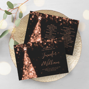 Festive Xmas Tree Rose Gold Wedding Program