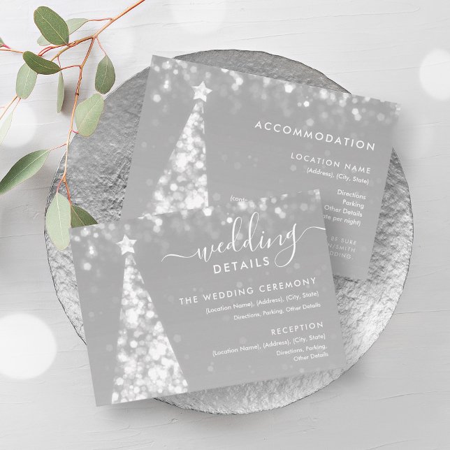 Festive Xmas Tree Silver Wedding Details Card (Festive Xmas Tree Silver Wedding Details Card)