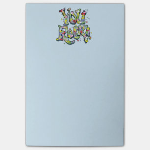 Festive "You Rock!" Lettering Post-It Notes