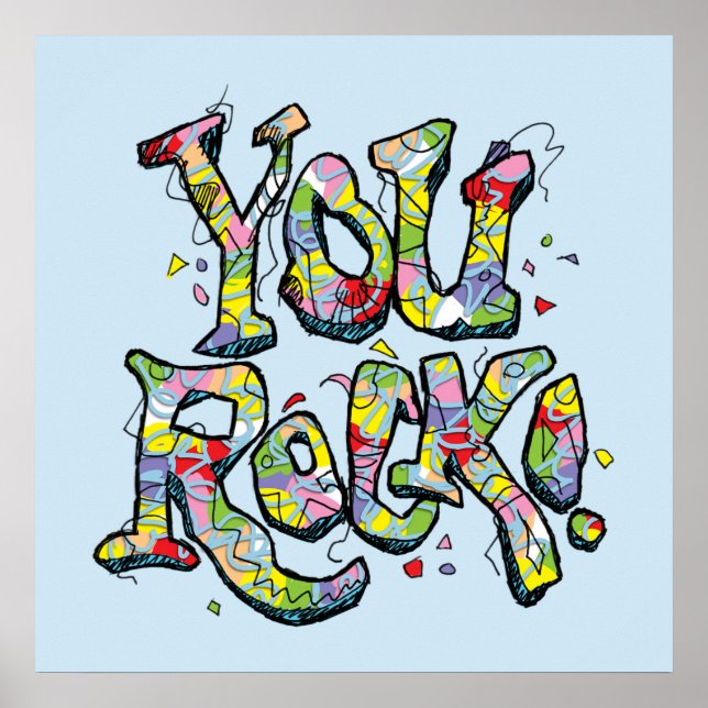 Festive "You Rock!" Lettering Poster (Front)