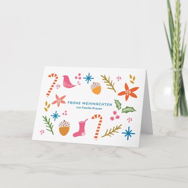Festliche Doodles frohe Weihnachten Karten Holiday Card (Front)
