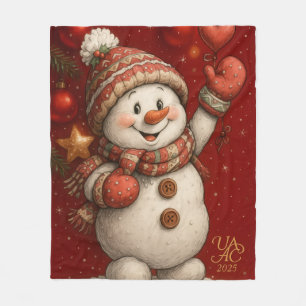 Festliches Weihnachtsmotiv auf rotem Hintergrund Fleece Blanket