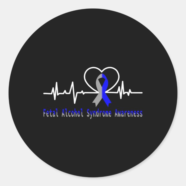 Fetal Alcohol Syndrome Awareness Heartbeat Support Classic Round Sticker (Front)