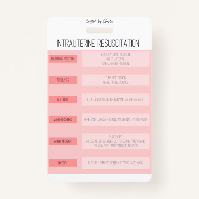 Fetal Monitoring Nurse Reference Badge (Devant)