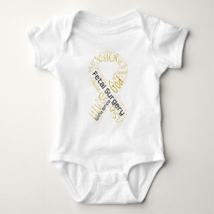 Fetal Surgery Spina Bifida Text Ribbon Baby Bodysuit