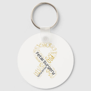 Fetal Surgery Spina Bifida Text Ribbon Keychain