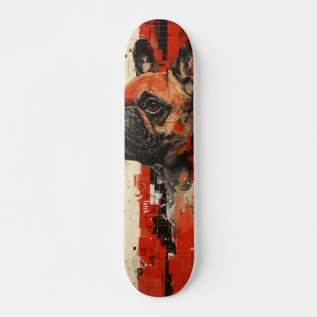 "Fetch" French Bulldog 7 3/4" Skateboard Deck (Front)