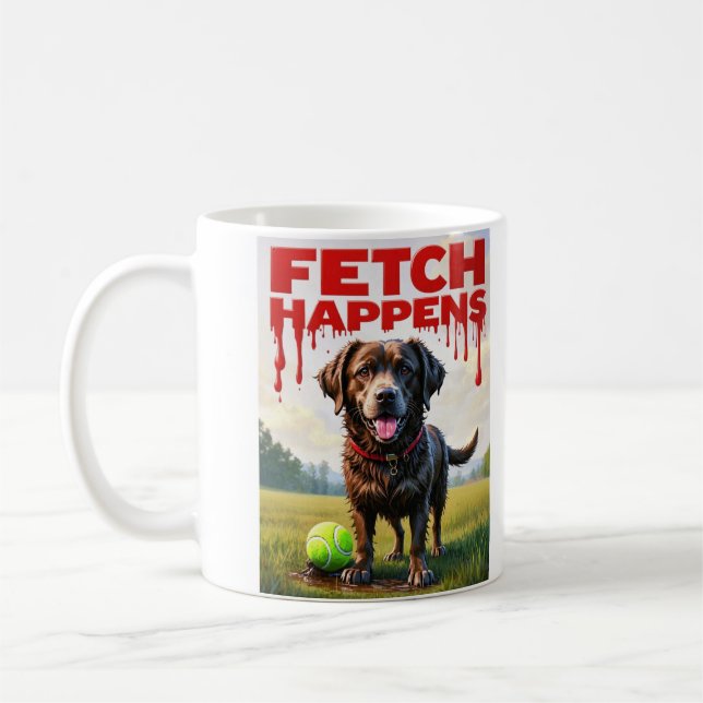 Fetch Happens Humourous dog coffee cup mug  (Left)