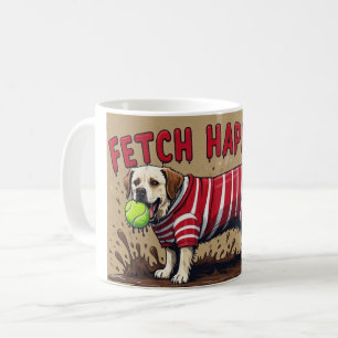 Fetch Happens Humourous dog coffee cup mug muddy 