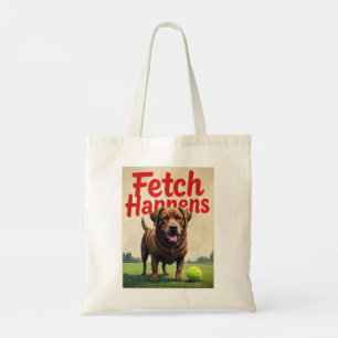 Fetch Happens Humourous dog tote bag muddy Labrado