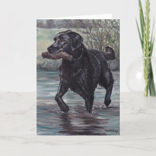 Fetch Labrador Retriever Dog Art Greeting Card