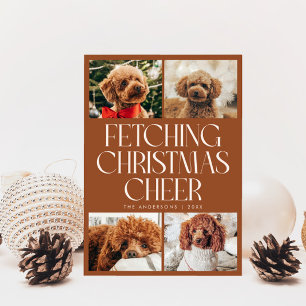 Fetching Christmas Cheer Dog Photo Terracotta Holiday Card