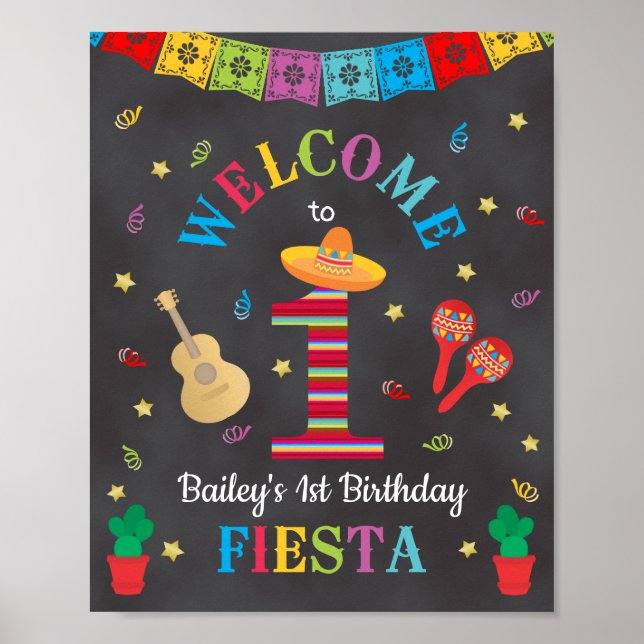 Fête 1er anniversaire Affiche de bienvenue de tabl (Devant)