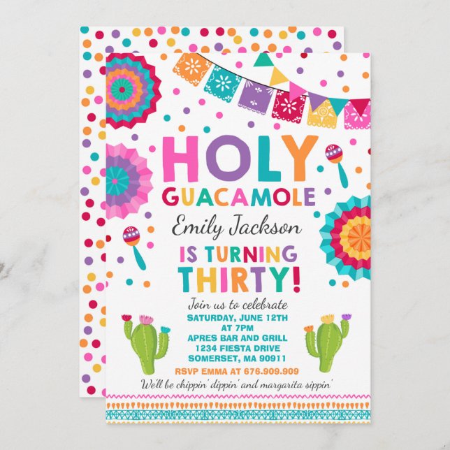 Fête 30e anniversaire Invitation Saint Guacamole 3 (Devant / Derrière)