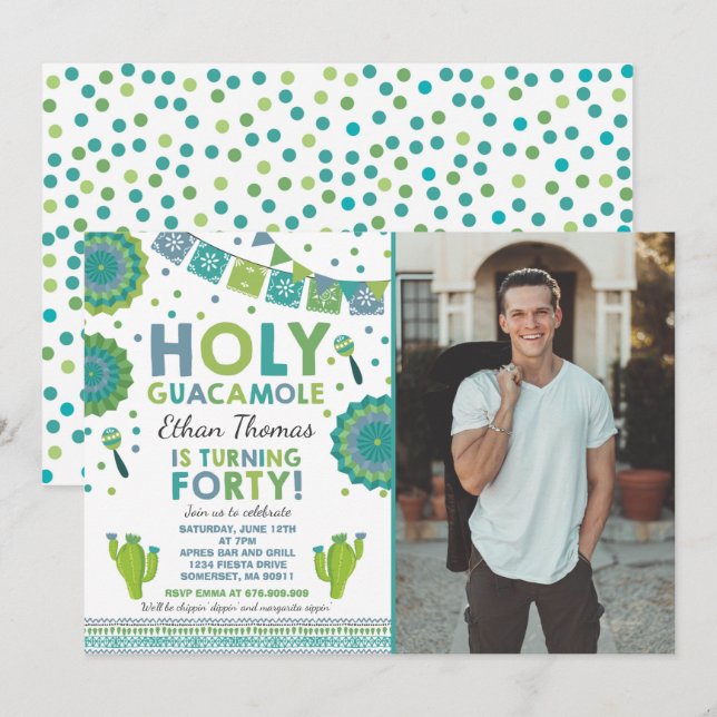 Fête 40e anniversaire Invitation Saint Guacamole 4 (Devant / Derrière)