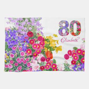 Fête 80e anniversaire bouquet floral serviettes de