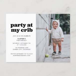 Fête à My Crib 1er Anniversaire Fête Invitation