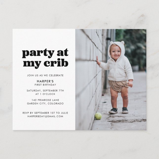 Fête à My Crib 1er Anniversaire Fête Invitation (Devant)