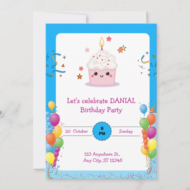 Fête Anniversaire Carte d'invitation (Devant)