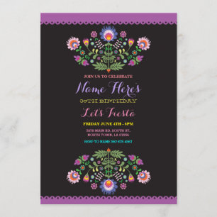 Fête Anniversaire Floral Invitation mexicaine