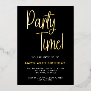 Fête Anniversaire Gold Foil Invitation