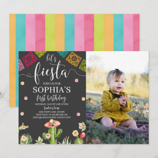 Fête Anniversaire Photo Invitation Noir