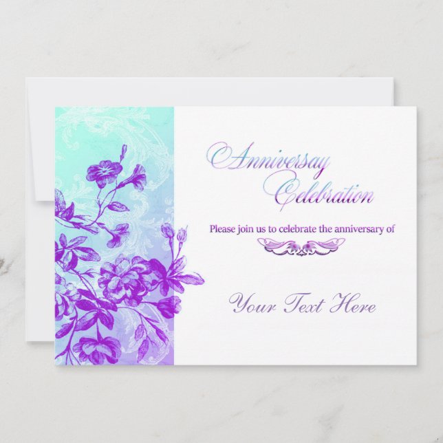 Fête Anniversaire (violet) Invitation (Devant)
