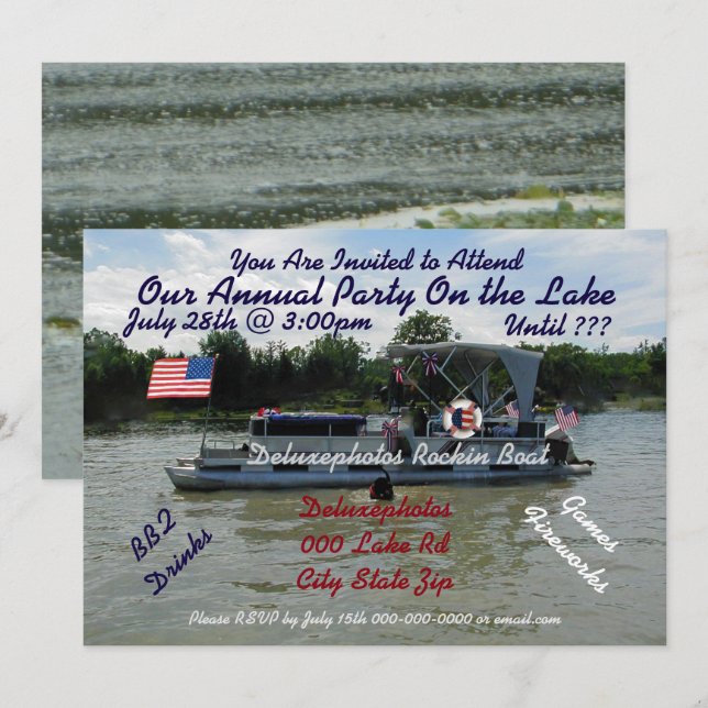 Fête Annuelle Sur Le Lac Invitation (Devant / Derrière)