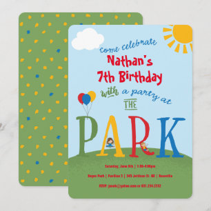 Fête au parc Invitation d'anniversaire