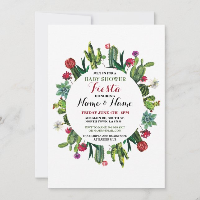 Fête Baby shower Cactus fille garçon Invitation me (Devant)