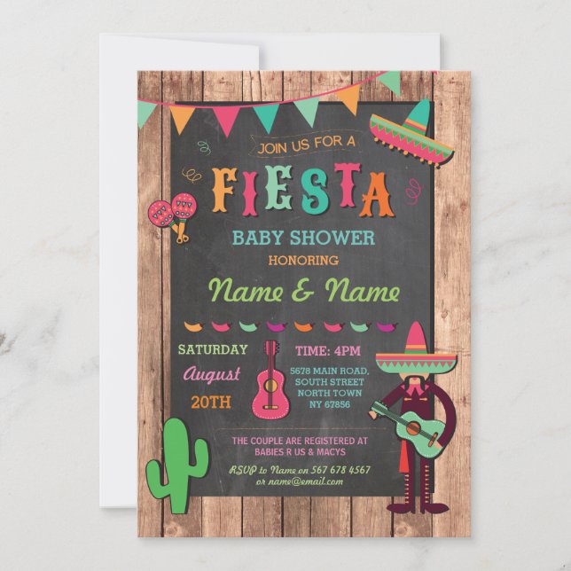Fête Baby shower fille ou garçon Invitation mexica (Devant)
