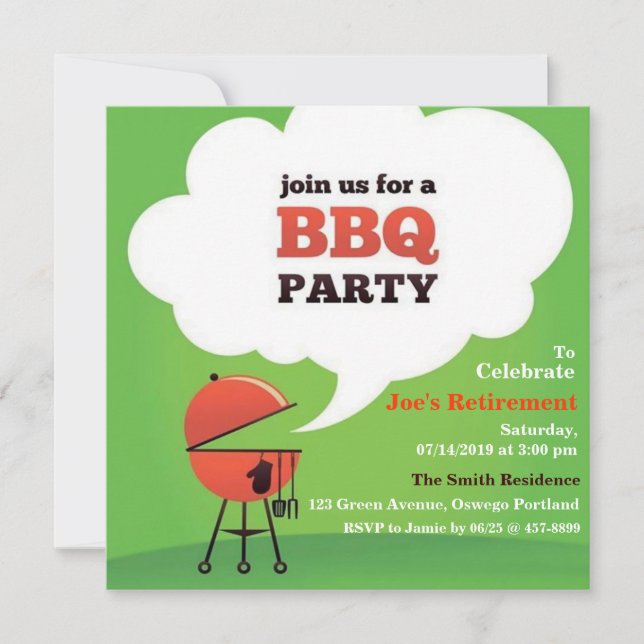 Fête barbecue sur pelouse ou Jardin Invitation per (Devant)