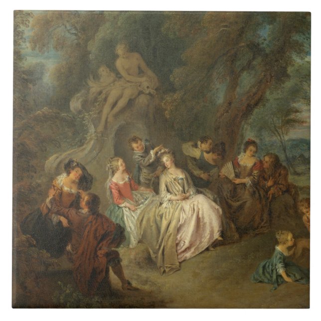 Fête Champêtre, c. 1730 (oil on canvas) Tile (Front)