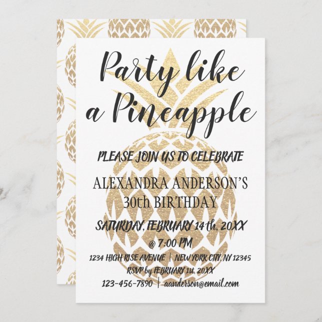 Fête comme un ananas 30e anniversaire Invitation (Devant / Derrière)