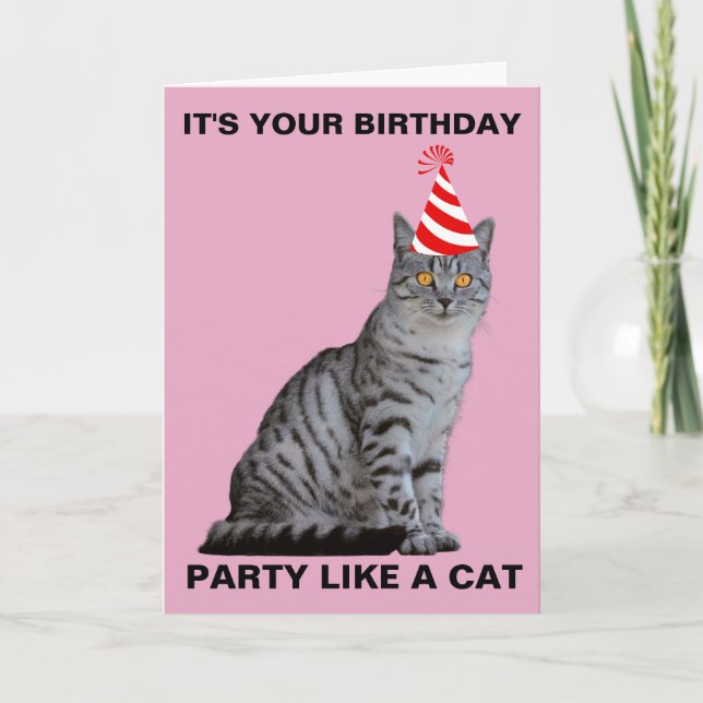 FÊTE COMME UN CHAT CARTE D'ANNIVERSAIRE (Devant)