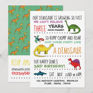 Fête comme un dinosaure Invitation à la fête d'ann