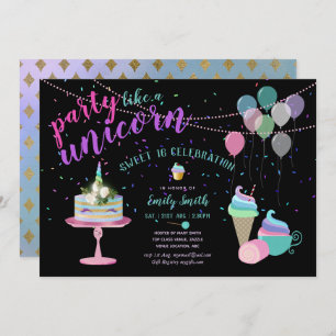 Fête comme un UNICORn Fun Invitation N'IMPORTE QUE