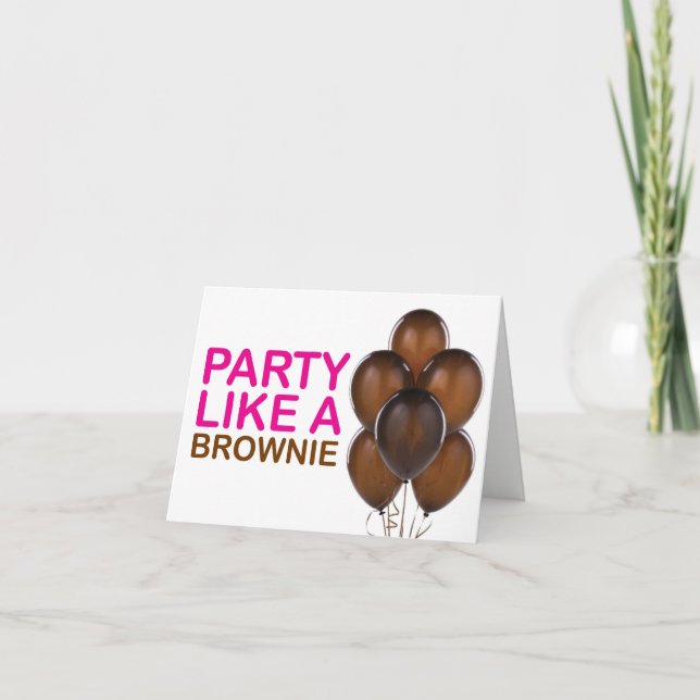 Fête Comme Une Carte D'Anniversaire Brownie (Rose) (Devant)