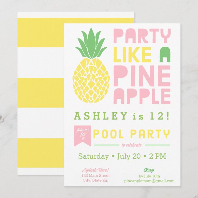 Fête Comme Une Invitation D'Ananas (Devant / Derrière)