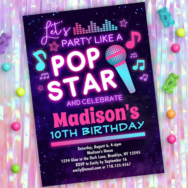 Fête comme une pop Star Music Invitation Anniversa (Créateur téléchargé)