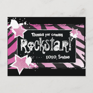 Fête comme une Rockstar - Merci rose carte postale