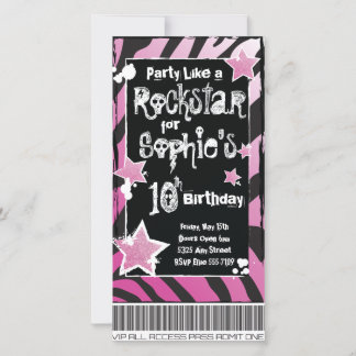 Fête comme une Rockstar - Modèle d'invitation rose
