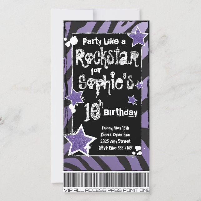 Fête comme une Rockstar - Modèle d'invitation viol (Devant)