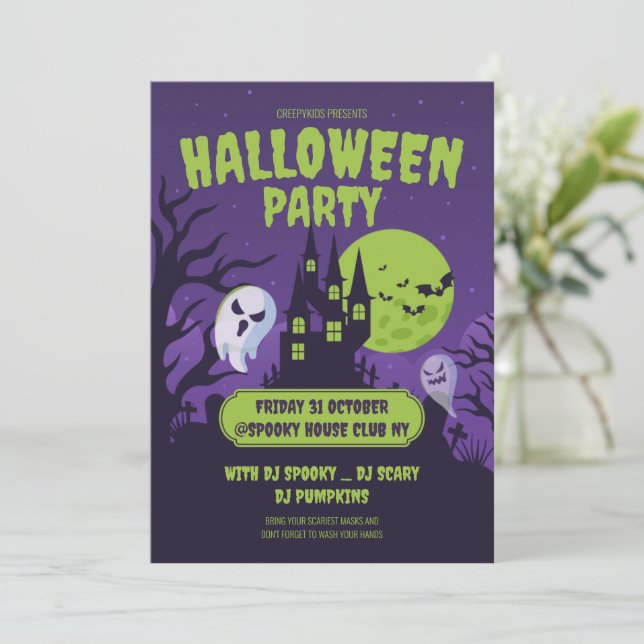 Fête costumée d'Halloween Invitation Fête d'Hallow (Debout devant)