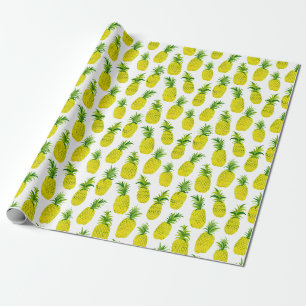 Fête d'ananas sur emballage cadeau d'aquarelle bla